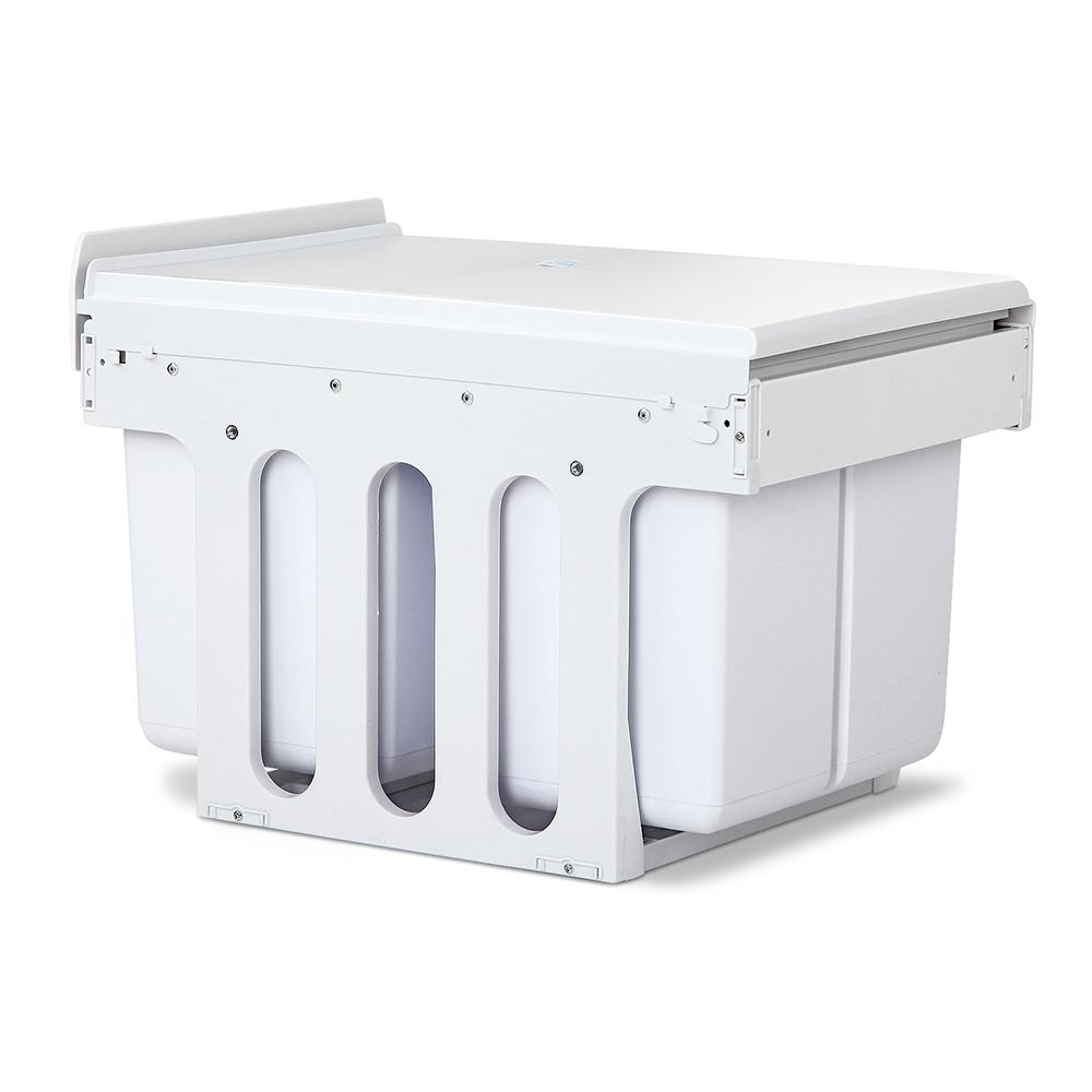 Cefito 2x15L Pull Out Bin in white, featuring dual compartments and removable lids for waste separation.